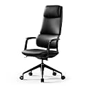 TOMU Genuine Leather Office Desk Chair, Ergonomic Leather Executive Office Chair, Upgraded Wood Grain Finish and S Curve Back with Solid Aluminum Frame, Luxury and Mordern