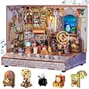 Tonecheer DIY Miniature House Kit, Wooden Dollhouse Kit with White Noise,Tiny Diorama House Building Set with Electronic Screen Craft Kits Make for Aduls (Magic Shop)
