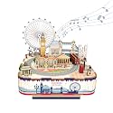 Tonecheer Wooden Music Box Puzzle for Adults,DIY Rotating Music Box Kit 3D Creative Musical Puzzle Crafts Model Building Kits Desk Decor for Teens Kids Birthday Gift (London Music Box)