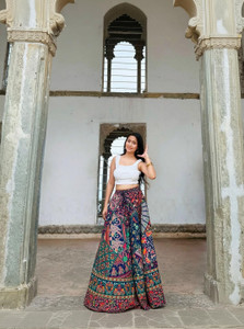 TONGARIYA Floral Print Women Flared Multicolor Skirt