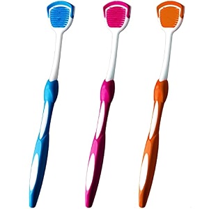 tongue brush tongue scraper tongue cleaner helps fight bad breath 3 tongue scrapers 3 pack blue amp orange amp red