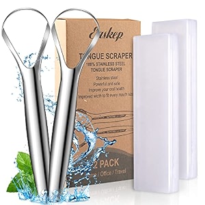tongue scraper 2 pack wide-head tongue cleaner with nice carrying box easkep 100 stainless steel tongue scrapers cleaners for men women adults kidssilver