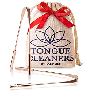 tongue scraper ayurvedic antimicrobial metal tongue cleaner pack of 2 made of pure copper for daily oral dental hygiene fresh breath and health  cotton pouch