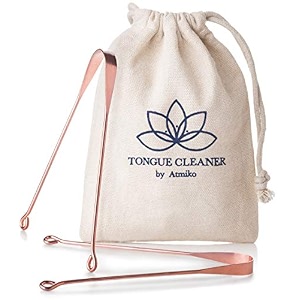 tongue scraper ayurvedic antimicrobial tongue cleaner pack of 2 made of pure copper for daily oral dental hygiene fresh breath and health  cotton pouch