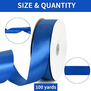 toniful 1-12 inch 40mm x 100 yards royal blue wide satin ribbon solid fabric ribbon for gift wrapping chair sash valentine39s day wedding birthday party decoration hair floral craft sewing