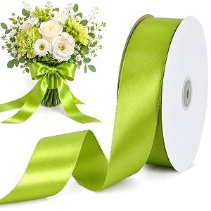 toniful 100 yard sage moss green satin ribbon 1-12 inch for gift wrapping