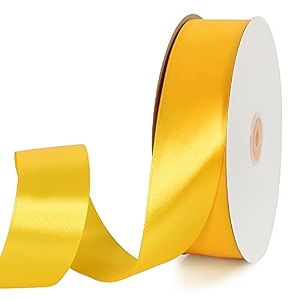 toniful 1-12 inch 40mm x 100 yards yellow wide satin ribbon solid fabric ribbon for gift wrapping chair sash valentine39s day wedding birthday party decoration hair floral craft sewing