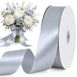 toniful 100 yard silver satin ribbon 1-12 inch for gift wrapping