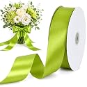 TONIFUL 100 Yard Sage Moss Green Satin Ribbon 1-1/2 Inch for Gift Wrapping