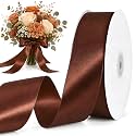 TONIFUL 100 Yard Brown Satin Ribbon 1-1/2 Inch for Gift Wrapping