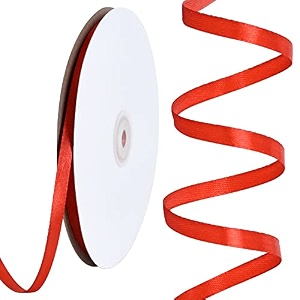 toniful 100 yards 14 inch red satin ribbon thin gift wrapping ribbon