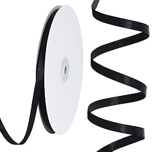 toniful 100 yards 14 inch black satin ribbon thin gift wrapping ribbon