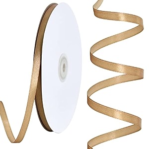 toniful 100 yards 14 inch gold satin ribbon thin gift wrapping ribbon