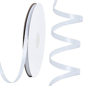 toniful 100 yards 14 inch white satin ribbon thin gift wrapping ribbon