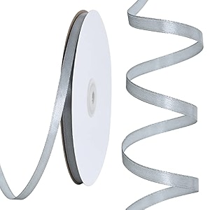toniful 100 yards 14 inch silver satin ribbon thin gift wrapping ribbon