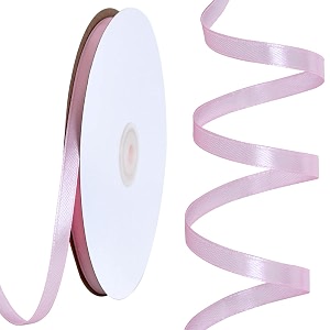 toniful 100 yards 14 inch pink satin ribbon thin gift wrapping ribbon