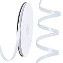 TONIFUL 100 Yards 1/4 Inch White Satin Ribbon Thin Gift Wrapping Ribbon