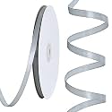 TONIFUL 100 Yards 1/4 Inch Silver Satin Ribbon Thin Gift Wrapping Ribbon