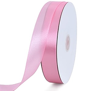 toniful 1 inch x 100yds pink satin ribbon for crafts gift wrapping