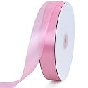 TONIFUL 1 Inch x 100yds Pink Satin Ribbon for Crafts, Gift Wrapping