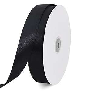 toniful 1 inch x 100yds black satin ribbon thin solid color satin ribbon for gift wrapping crafts hair bows making wedding party decoration sewing invitation cards floral bouquets christmas