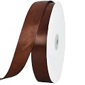 TONIFUL 1 Inch x 100yds Brown Satin Ribbon for Crafts, Gift Wrapping