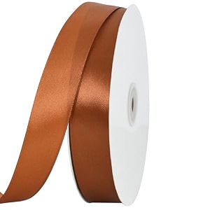 toniful 1 inch x 100yds copper brown satin ribbon thin solid color satin ribbon for gift wrapping crafts hair bows making wedding party decoration invitation cards floral bouquets christmas