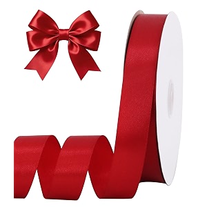 toniful 1 inch x 100yds claret red satin ribbon thin solid color satin ribbon for gift wrapping crafts hair bows making wedding party decoration invitation cards floral bouquets christmas