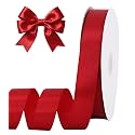 TONIFUL 1 Inch x 100yds Claret Red Satin Ribbon, Thin Solid Color Satin Ribbon for Gift Wrapping, Crafts, Hair Bows Making, Wedding Party Decoration, Invitation Cards, Floral Bouquets, Christmas