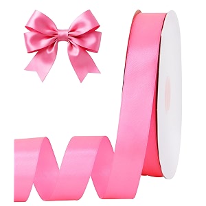 toniful 1 inch x 100yds dark pink satin ribbon for crafts gift wrapping