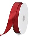 TONIFUL 1 Inch x 100yds Claret Red Satin Ribbon, Thin Solid Color Satin Ribbon for Gift Wrapping, Crafts, Hair Bows Making, Wedding Party Decoration, Invitation Cards, Floral Bouquets, Christmas
