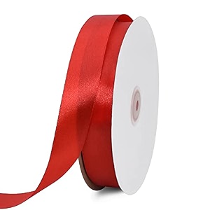 toniful 1 inch x 100yds claret red satin ribbon thin solid color satin ribbon for gift wrapping crafts hair bows making wedding party decoration invitation cards floral bouquets christmas