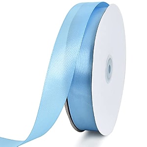 toniful 1 inch x 100yds light blue satin ribbon for crafts gift wrapping