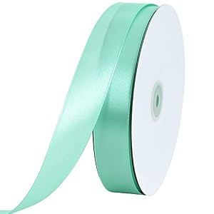 toniful 1 inch x 100yds teal aqua satin ribbon for crafts gift wrapping