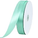 TONIFUL 1 Inch x 100yds Teal Aqua Satin Ribbon for Crafts, Gift Wrapping