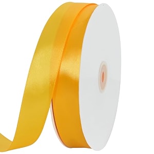 toniful 1 inch x 100yds yellow satin ribbon for crafts gift wrapping