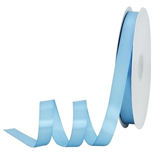 toniful 58 inch x 100yds sky blue satin ribbon thin solid frabic ribbons for sewing craft bows making gift wrapping invitation cards wedding party valentine39s decor