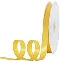 TONIFUL 5/8 Inch x 100yds Yellow Satin Ribbon Thin Solid Frabic Ribbons for Sewing, Craft, Bows Making, Gift Wrapping, Invitation Cards, Wedding Party Valentine's Decor