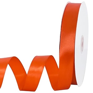 toniful 78 inch x 100yds orange satin ribbon thin solid frabic ribbons for gift wrapping diy crafts bows floral bouquets christmas wedding party valentine39s decorthanksgivinghalloween