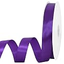 TONIFUL 7/8 Inch x 100yds Dark Purple Satin Ribbon Thin Solid Frabic Ribbons for Gift Wrapping, DIY Crafts Bows, Invitations, Floral Bouquets, Christmas Wedding Party Valentine's Decor Halloween