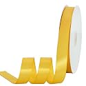 TONIFUL 7/8 Inch x 100yds Yellow Satin Ribbon Thin Solid Frabic Ribbons for Gift Wrapping, DIY Crafts Bows, Invitations, Floral Bouquets, Christmas Wedding Party Valentine's Decor