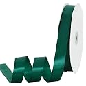 TONIFUL 7/8 Inch x 100yds Christmas Green Satin Ribbon Thin Solid Frabic Ribbons for Gift Wrapping, DIY Crafts Bows, Invitations, Floral Bouquets, Christmas Wedding Party Valentine's Decor