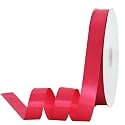 TONIFUL 7/8 Inch x 100yds Rose Red Satin Ribbon Thin Solid Frabic Ribbons for Gift Wrapping, DIY Crafts Bows, Invitations, Floral Bouquets, Christmas Wedding Party Valentine's Decor