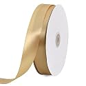 TONIFUL Satin Ribbon Gold 25mm, 91 Meters Decoration Gift Ribbon Thin Ribbon, Fabric Ribbon for Wedding, Christening and Birthday Gifts Valentine's Day Gift Pack