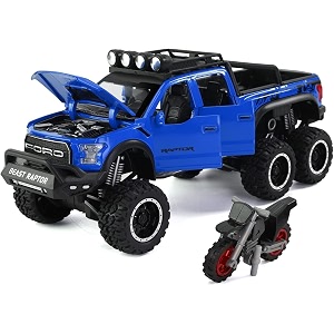 124 scale exclusive alloy metal pull back die-cast car scale model with sound light mini auto toy for kids metal model toy car with sound and light new version ford pickup blue