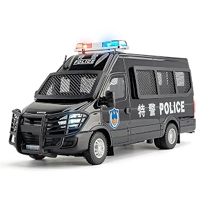 124 scale exclusive alloy metal pull back die-cast car scale model with sound light mini auto toy for kids metal model toy car with sound and light new version police fire van - multicolor