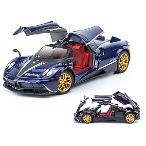 124 scale exclusive alloy metal pull back die-cast car scale model with sound light mini auto toy for kids metal model toy car with sound and light new version pagani huayira - multicolor