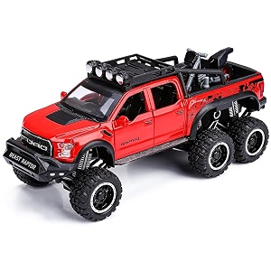 124 scale exclusive alloy metal pull back die-cast car scale model with sound light mini auto toy for kids metal model toy car with sound and light new version ford pickup red