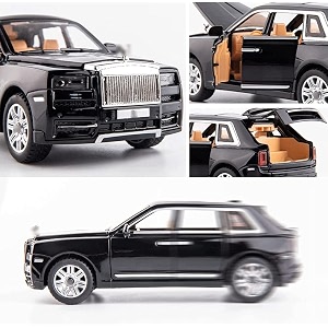 124 scale exclusive alloy metal pull back die-cast car scale model with sound light mini auto toy for kids metal model toy car with sound and light new version rolls royce cullinan- black