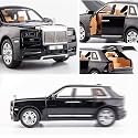 1:24 Scale Exclusive Alloy Metal Pull Back Die-cast Car Scale Model with Sound Light Mini Auto Toy for Kids Metal Model Toy Car with Sound and Light [New Version] (Rolls Royce CULLINAN- Black)